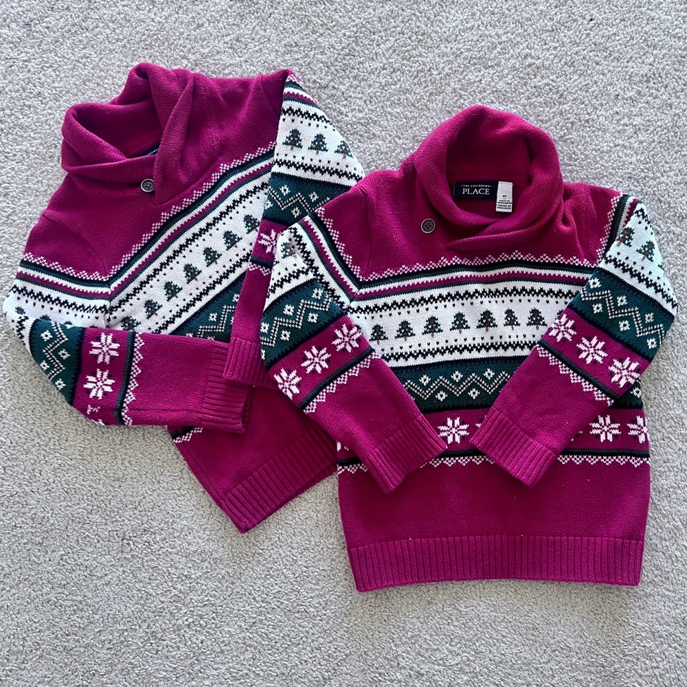 The Children's Place Christmas sweaters for twin boys